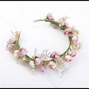 Floral Fall Wedding Bridal Camellia Flower Crown Boho Headpiece Flower Halo